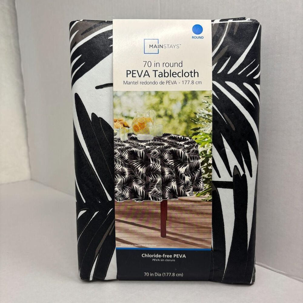 Mainstays Black Palm Leaf Tablecloth | New With Tags